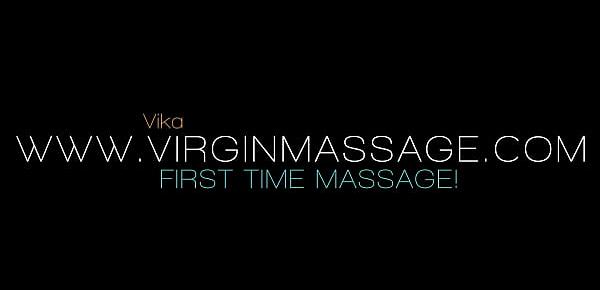  Cute petite hairy pussy virgin Vika massaged